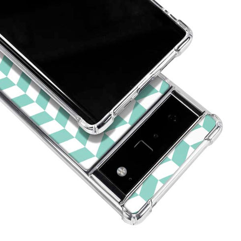Blue White Chevron Google Pixel 6 Clear Case